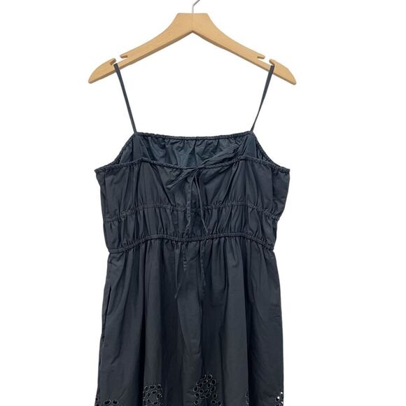Madewell Embroidered Tank Midi Dress in Black Poplin NS131 size 14 NWT - Picture 3 of 8